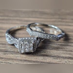 Kay Jewelers White Gold Princess Cut Diamond Ring Set